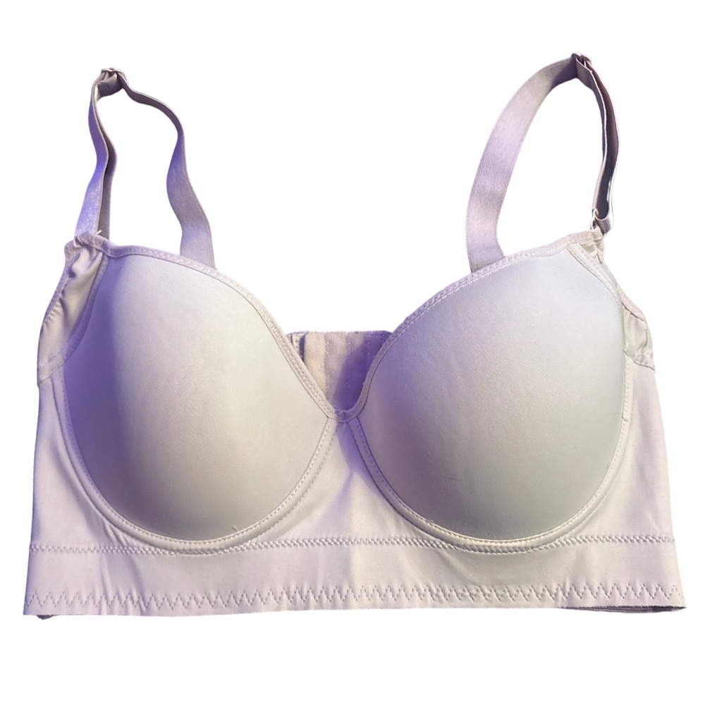 Womens Longline Padded Underwire Bra White Molded Cups 36E